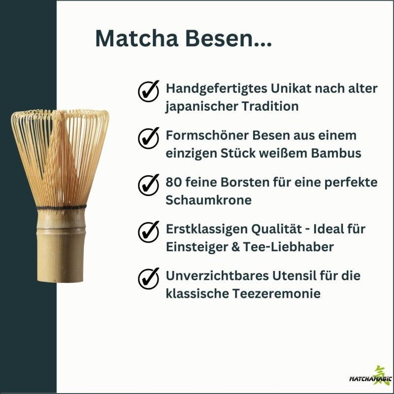 Überblick zu den Eigenschaften vom Matcha Bambusbesen