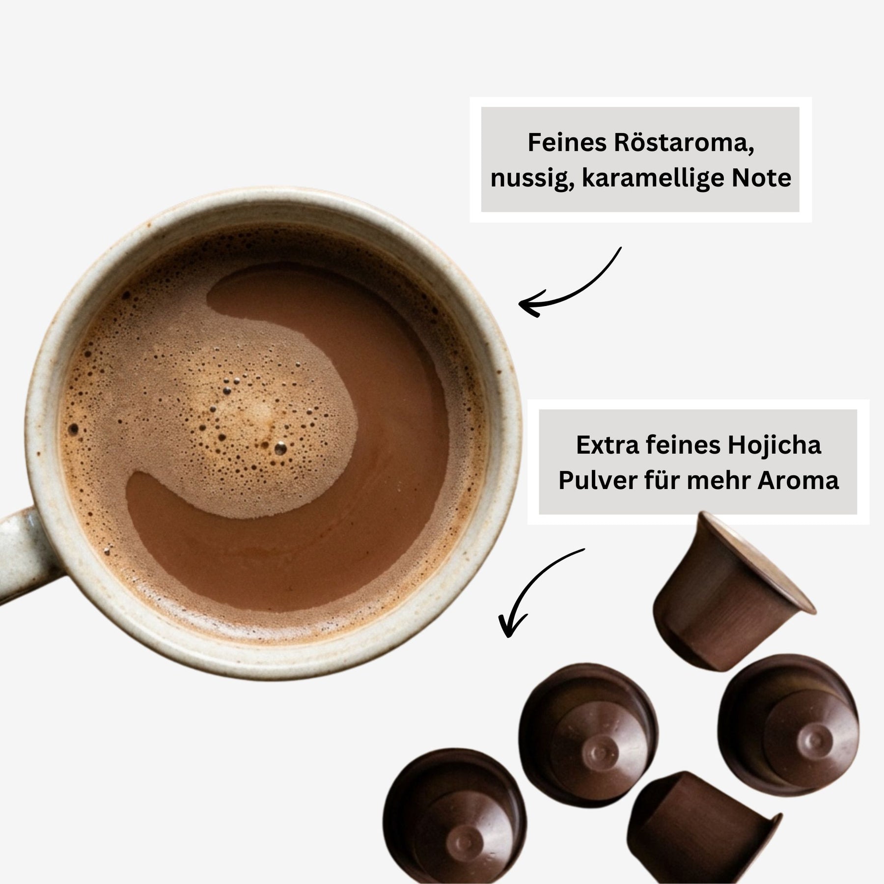 Nespresso kompatible Bio Hojicha Caps mit japanischem Bio Hojicha Pulver von Matcha Magic