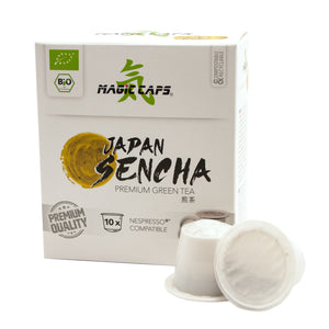 Bio Sencha Caps von Matcha Magic - Nespresso-kompatible Grüntee-Kapseln.