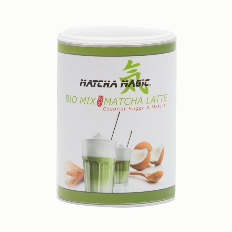 Matcha Latte Mix Pulver mit Matcha und Kokosblütenzucker in 200g Dose von Matchamagic