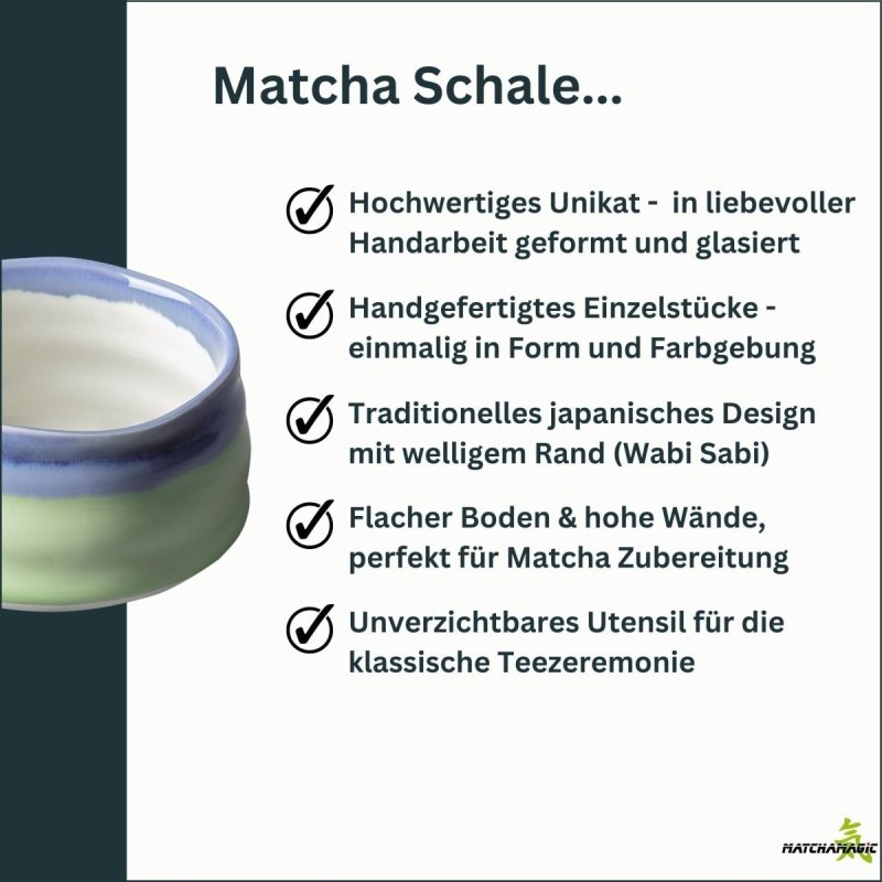 Grafik mit den Eigenschaften der Matcha Schale Ao