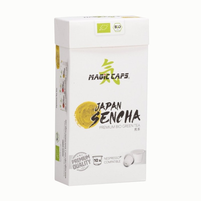 10 Nespresso kompatible Sencha Tee Kapseln mit 1,5 Gramm Matcha je Kapsel 